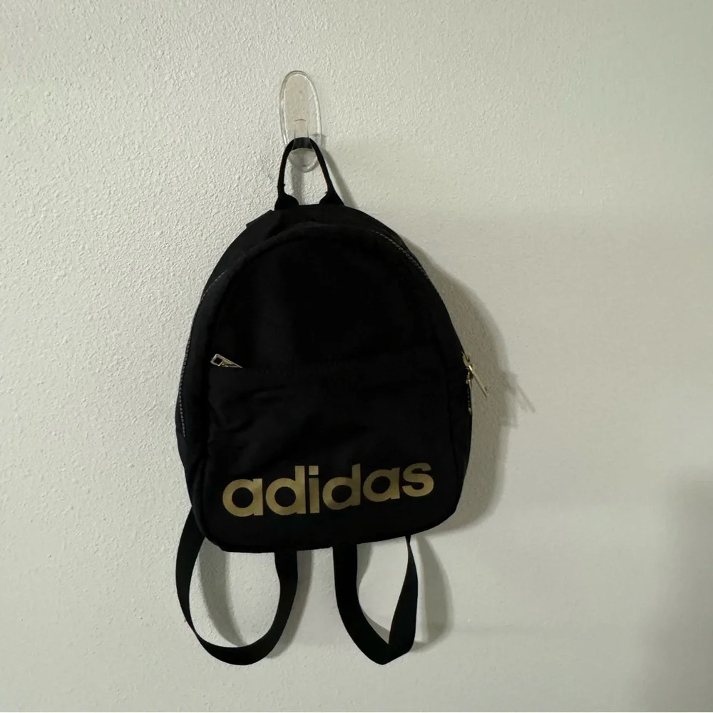 Adidas Mini Backpack Black Gold-8x10.5”x4” - Picture 2 of 10